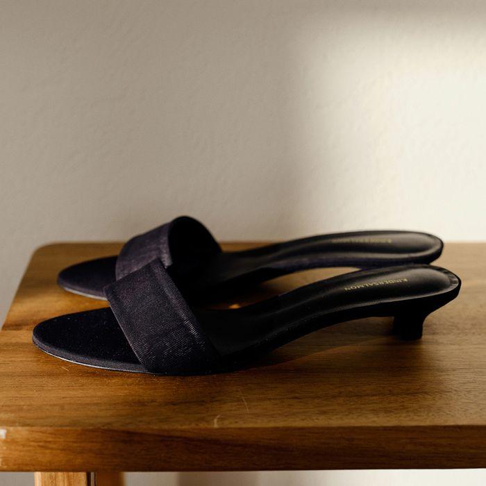 Moire Kitten Heels Black