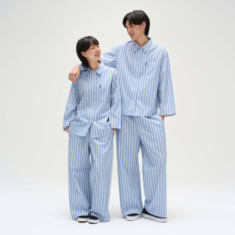 BL107 클래식 홈웨어 파자마 셋업_블루 레이어 스트라이프 2SIZES (선물패키지포함)
