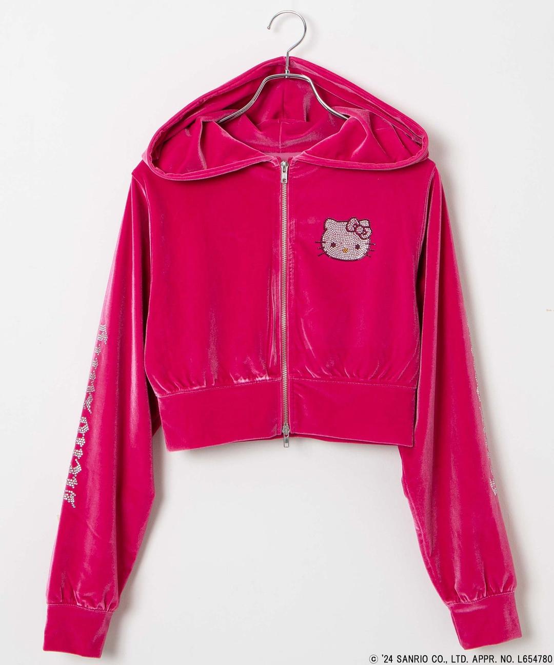 HELLO KITTYコラボベロアパーカー - ピンク / F