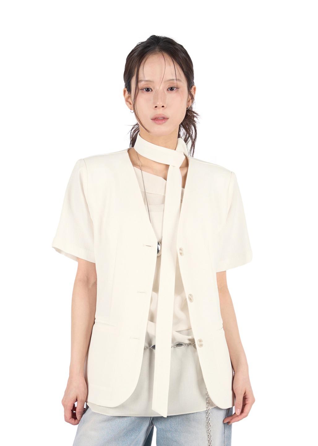 릿킴 NON COLLAR HALF JACKET