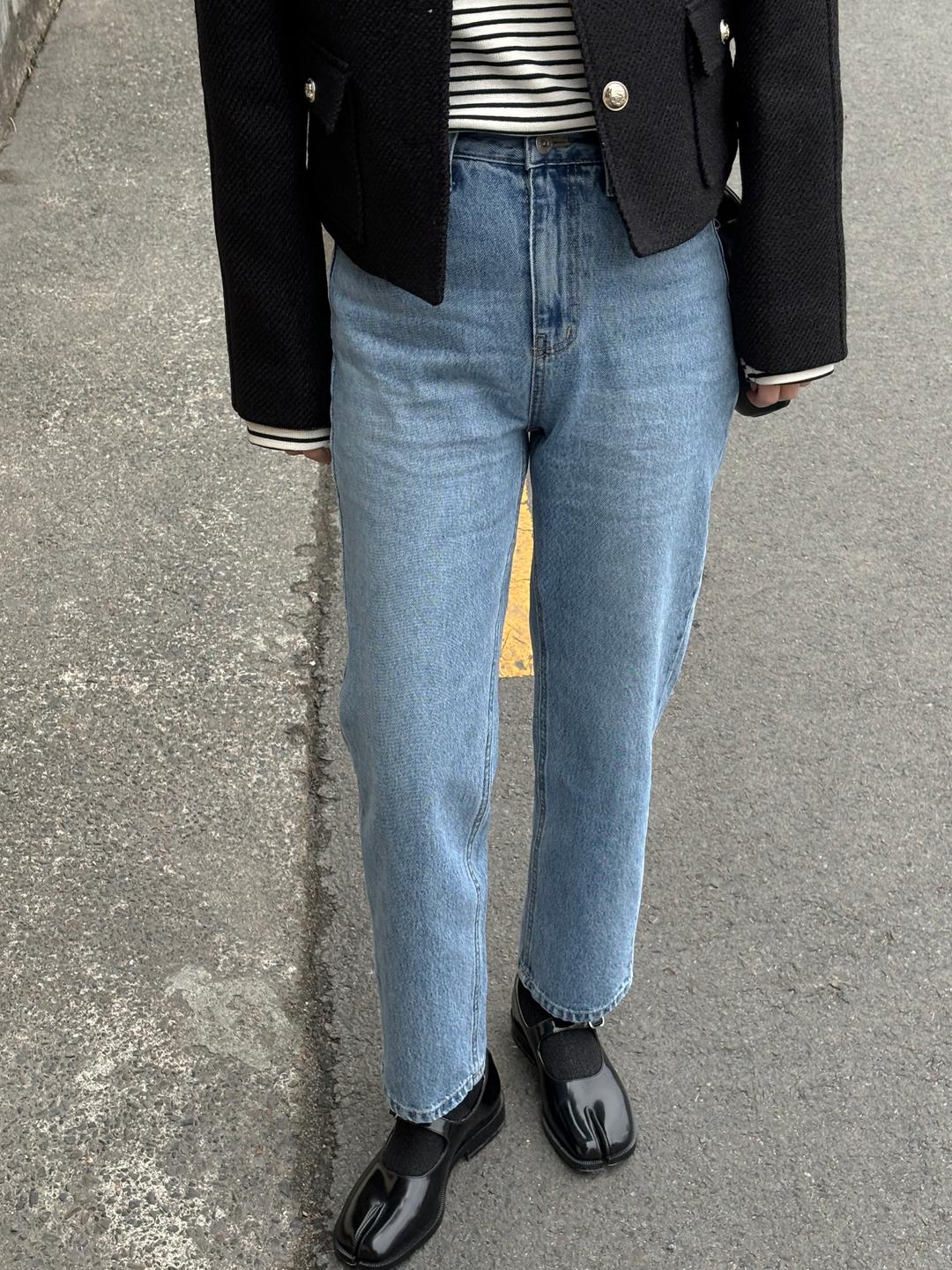 루엣 9부 일자 데님팬츠