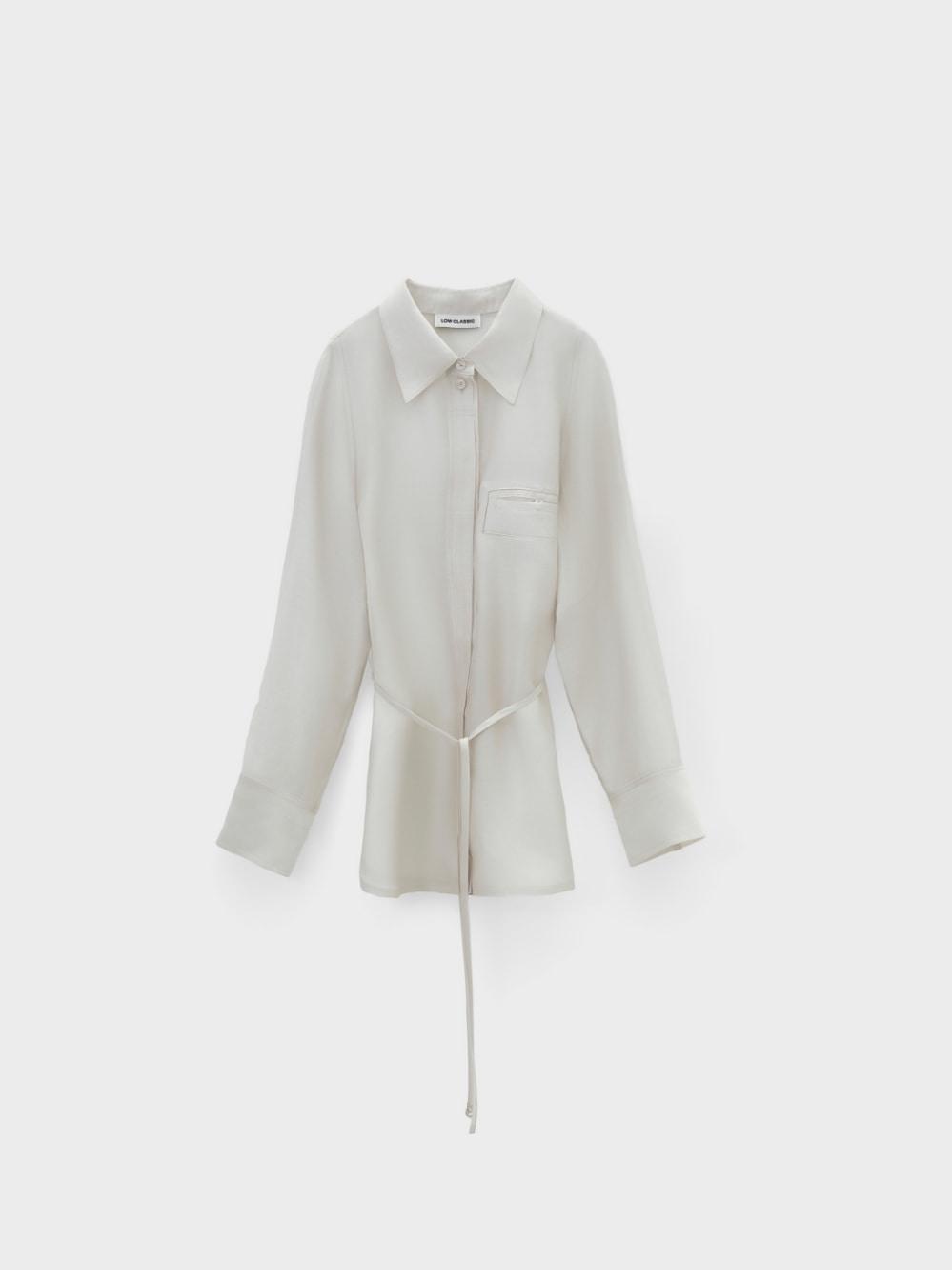 See-Through Back Strap Shirt_Light Grey