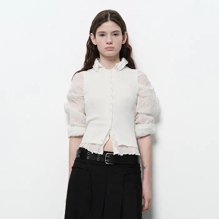 FLOWER BUTTON KNIT VEST (ivory)