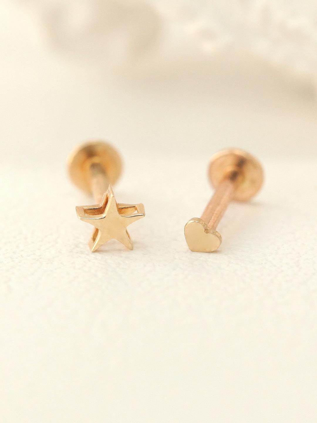 14K 인터널 하트 별 라블렛 피어싱