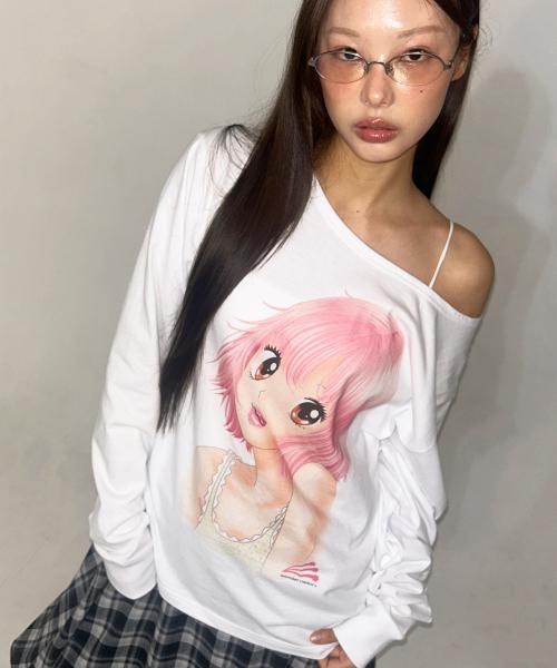 YURINA One shoulder T-shirt [White]
