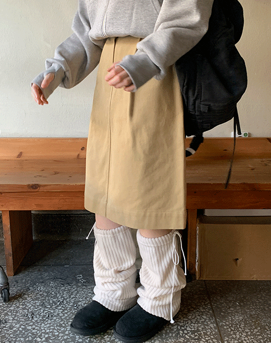 듀민 기모 핀턱 미디 스커트 (2color)