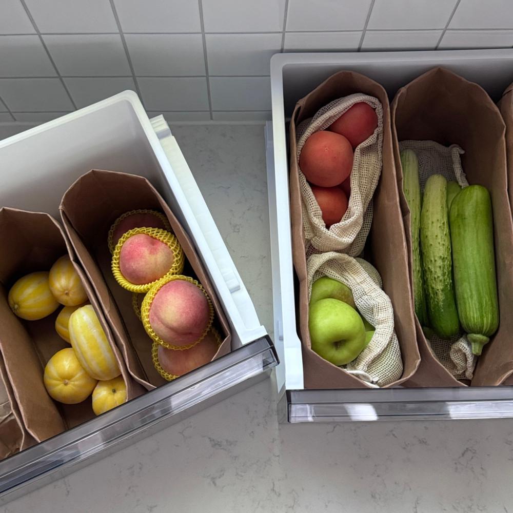 new 크래프트지 수납 바구니 냉장고정리함 와이드 M