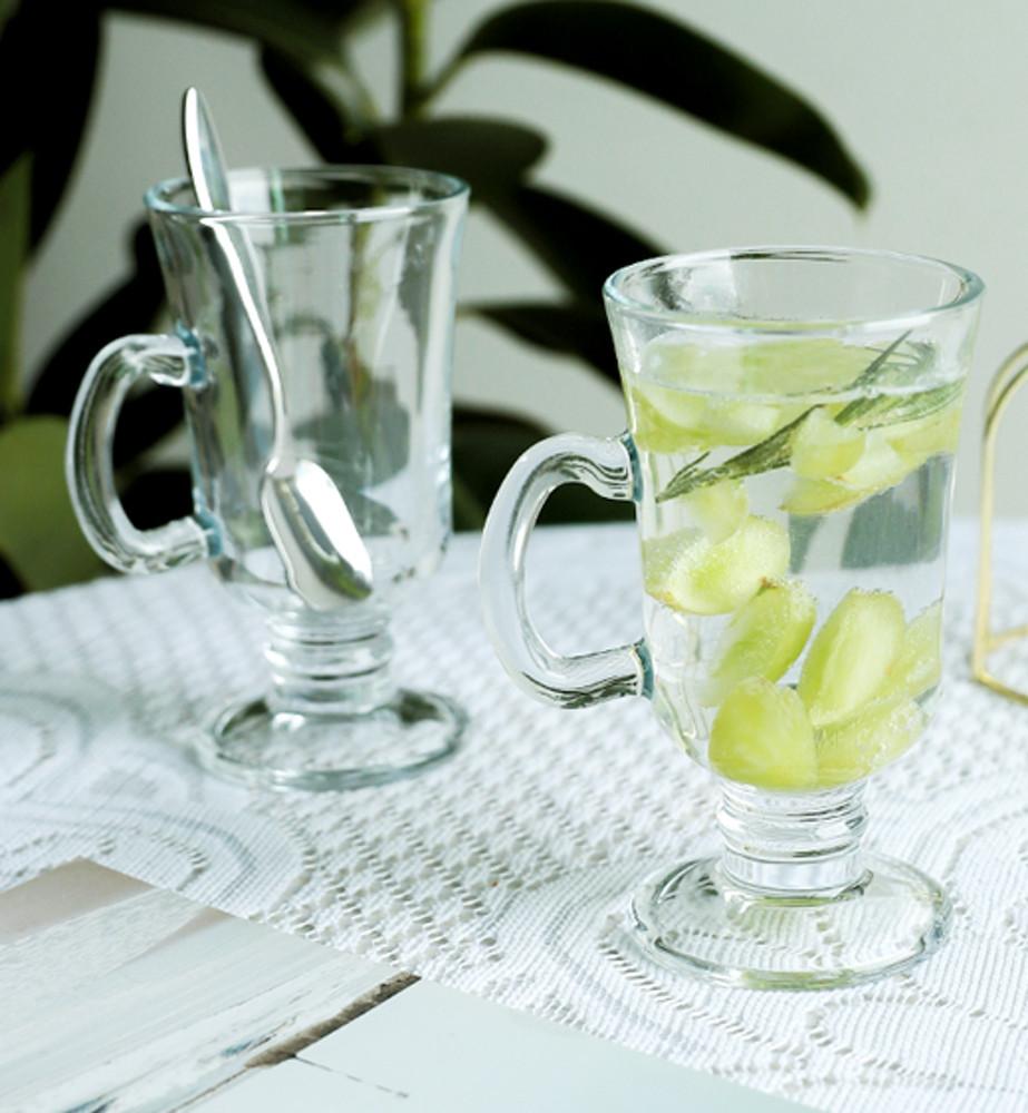 예쁜 디저트 홈카페유리컵 아이스커피 아메리카노 아이스크림컵 240mL 스푼+컵 세트