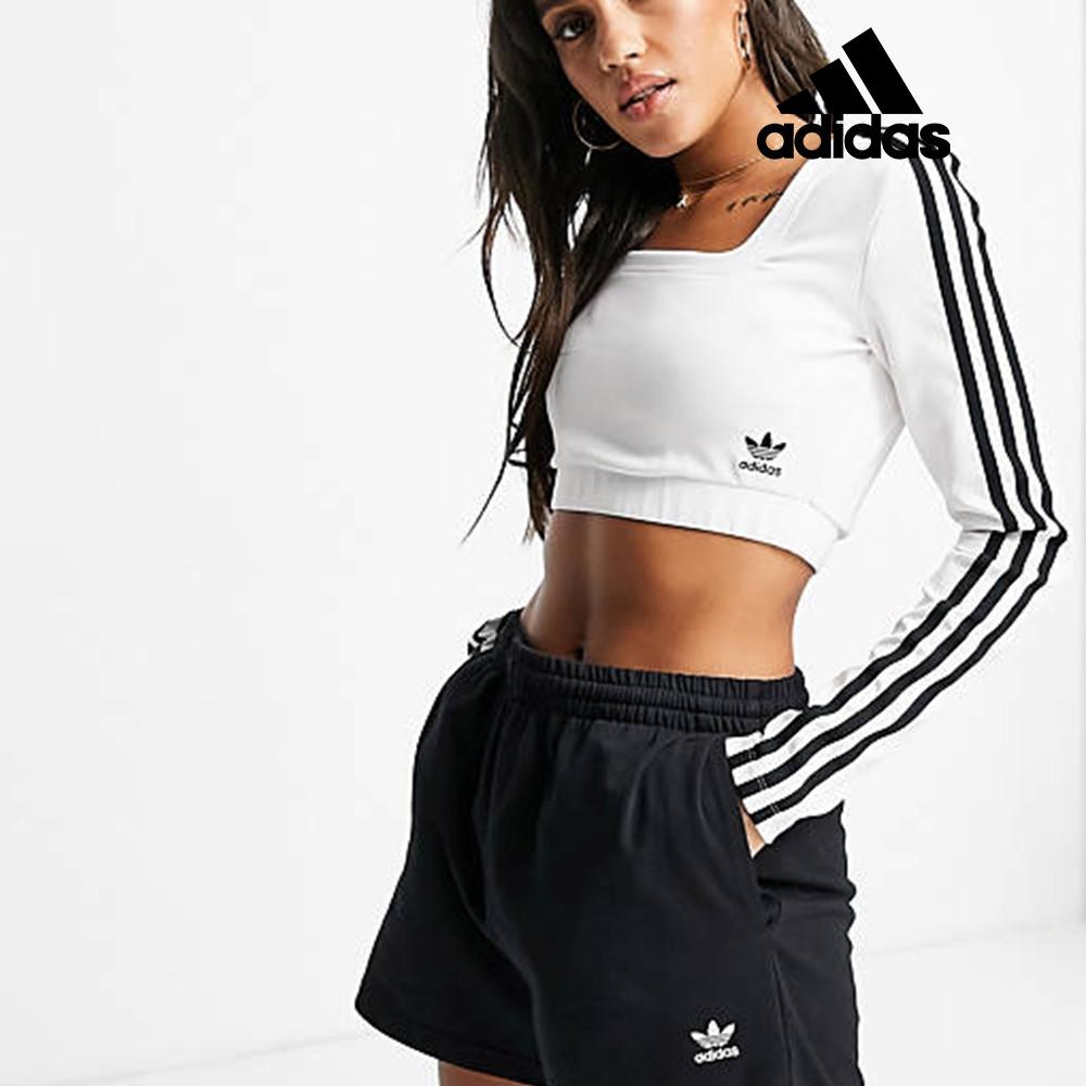 아디다스 오리지널 아디컬러 스퀘어넥 크롭 긴팔 티셔츠 화이트 여성