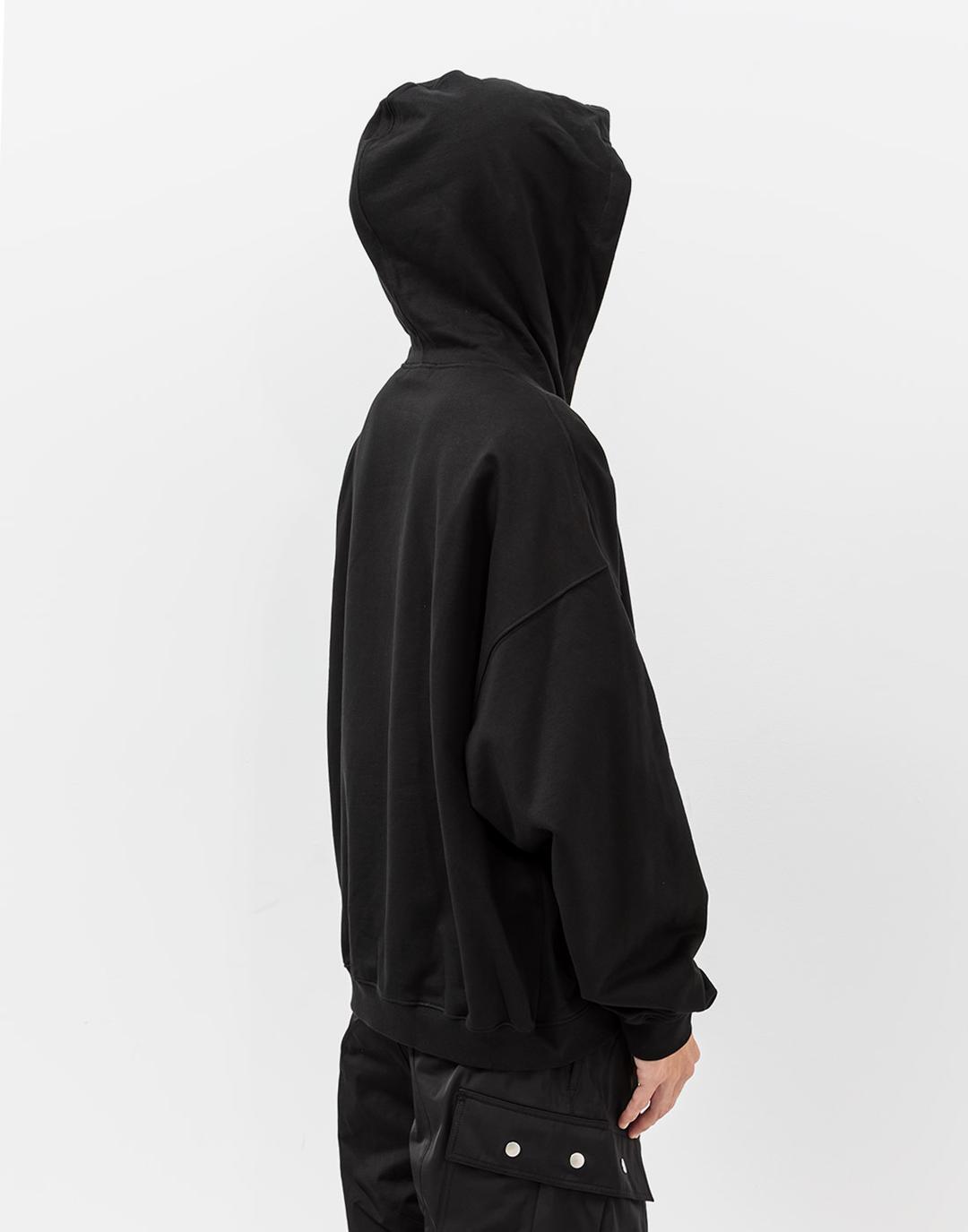 Curved Zip-Up Hoodie (Black)