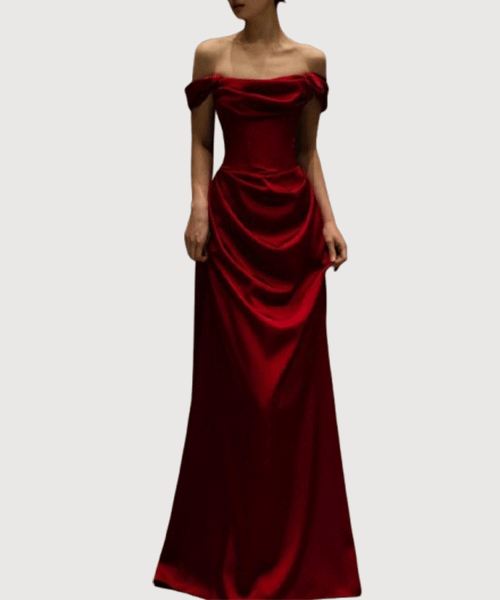 롱 드레스  (LD3277) 레드 오프숄더 코르셋 롱드레스
