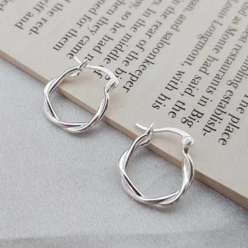 실버925 유광 꼬임 원터치 링귀걸이