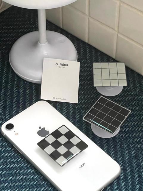 에이민아 자체제작 유니크 타일오브제 아크릴그립톡 SNS감성 심플 사각 도형그립톡