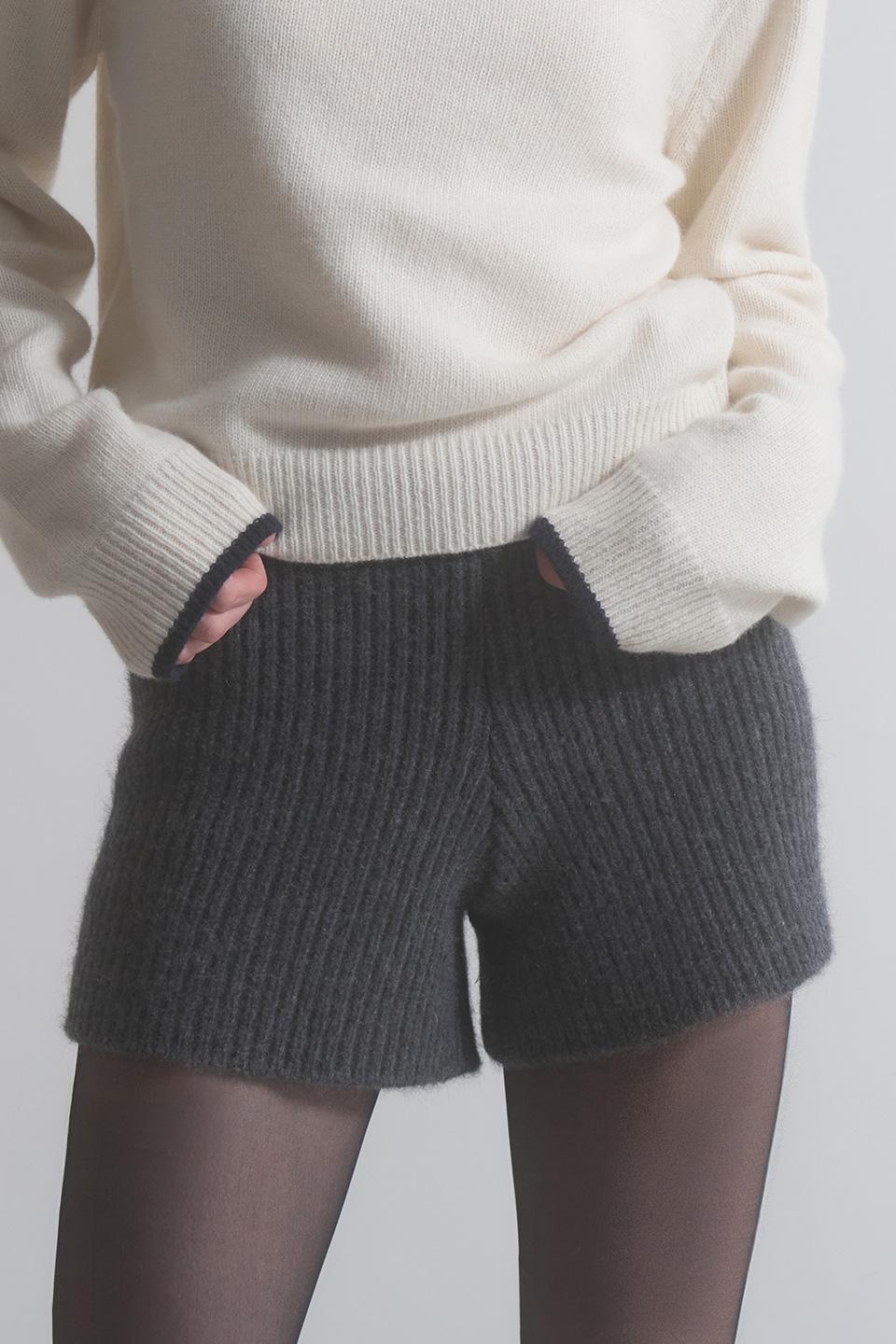 2ND/ Ribbed Knit Pants_charcoal