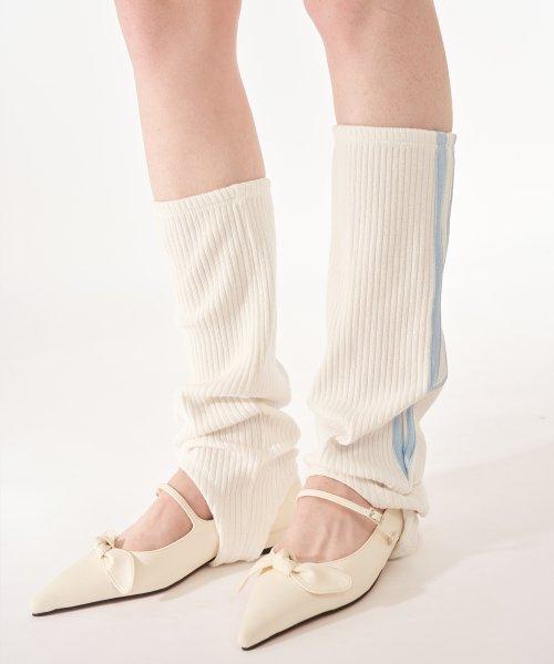 Stripe toning leg warmer_WHITE