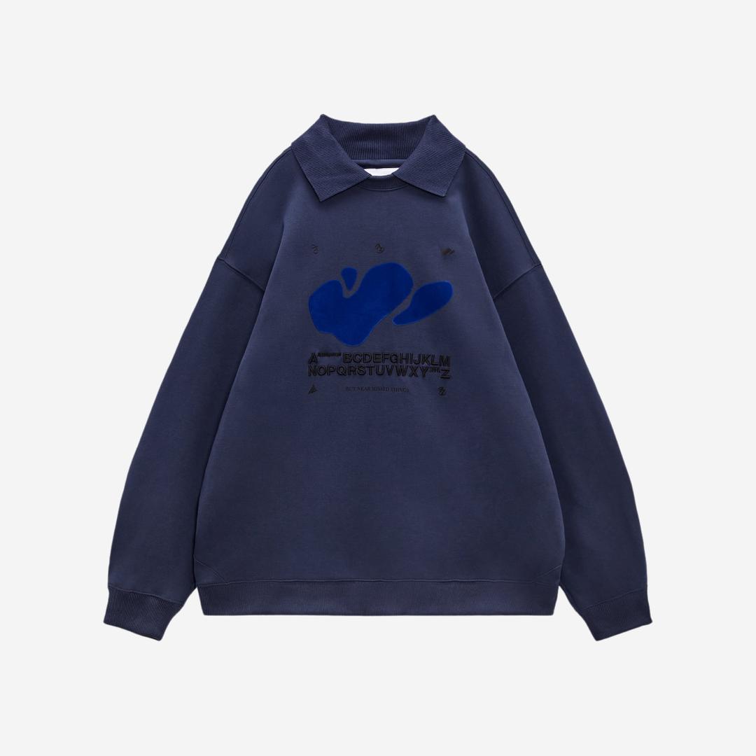 Ader Error x Zara Oversize Polo Shirt Navy