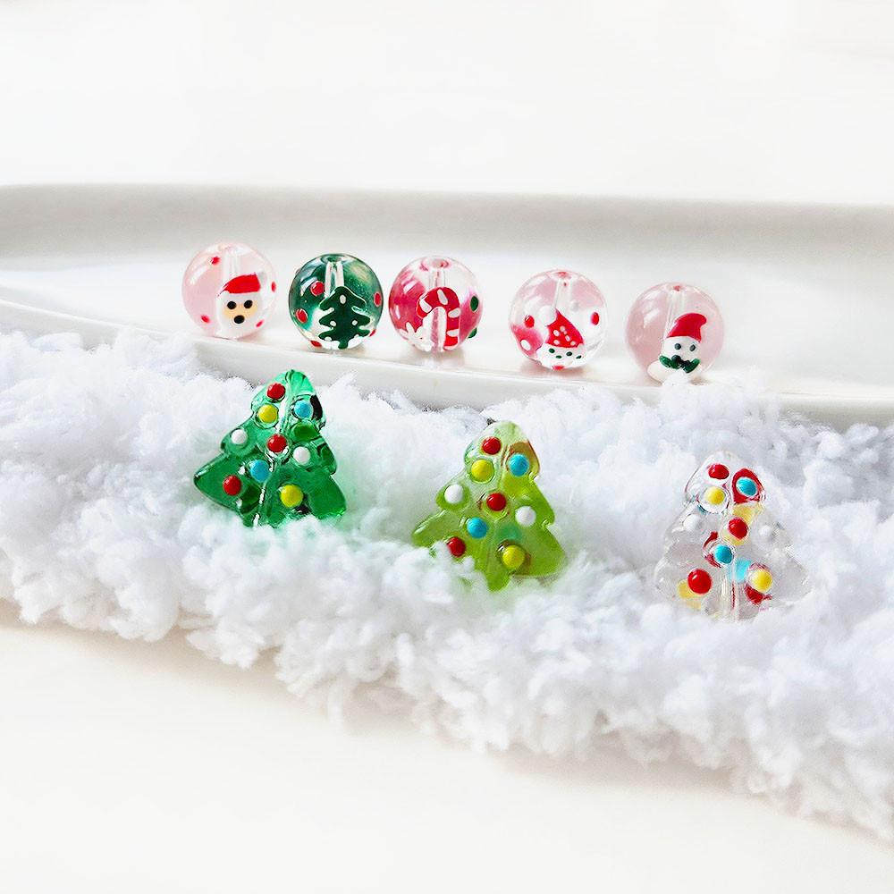 [파랑새97] 글라스 크리스마스 구슬 도트 트리 유리 비즈 산타 폰스트랩 글라스볼