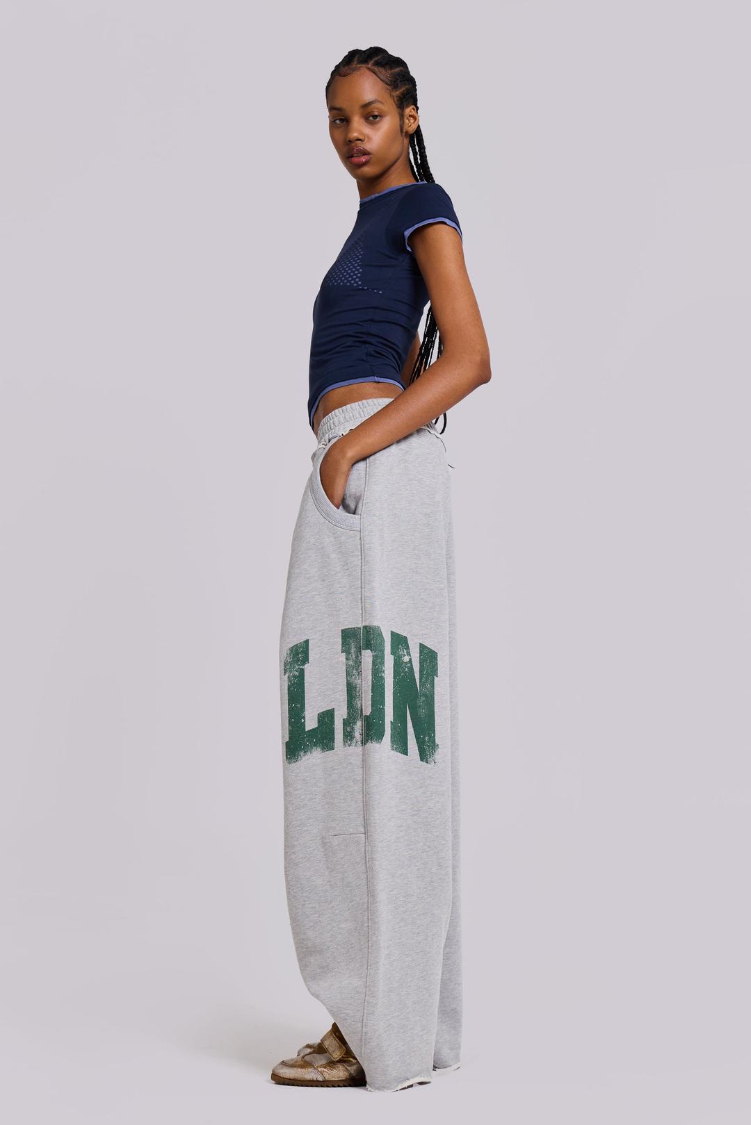 LDN Print Grey Marl Monster Joggers - S / Grey/Green