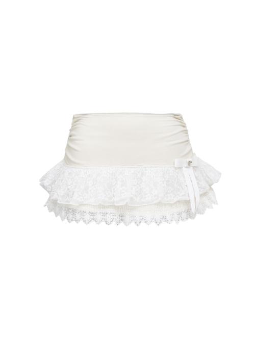 Chiffon lace mini skirt (cream)