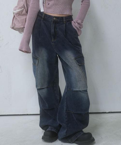 Side Big Cargo Pants DEEP BLUE