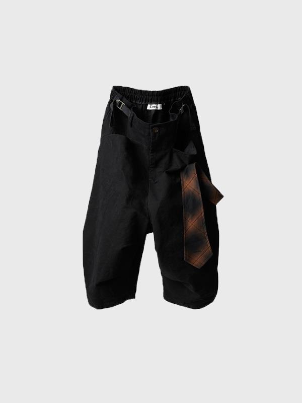 TIE STRAP BERMUDA PANTS_BK