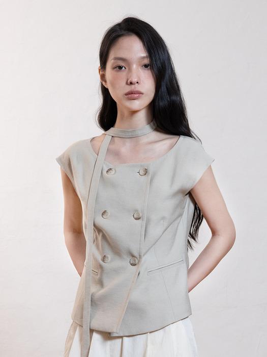 Scarf jaket blouse_Beige