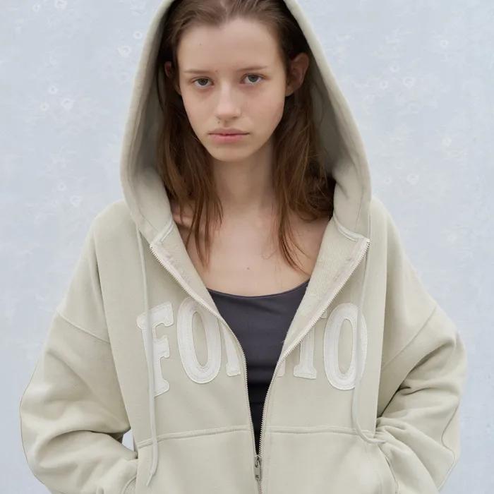 [5th] Magarine patch hoody zip-up - lime