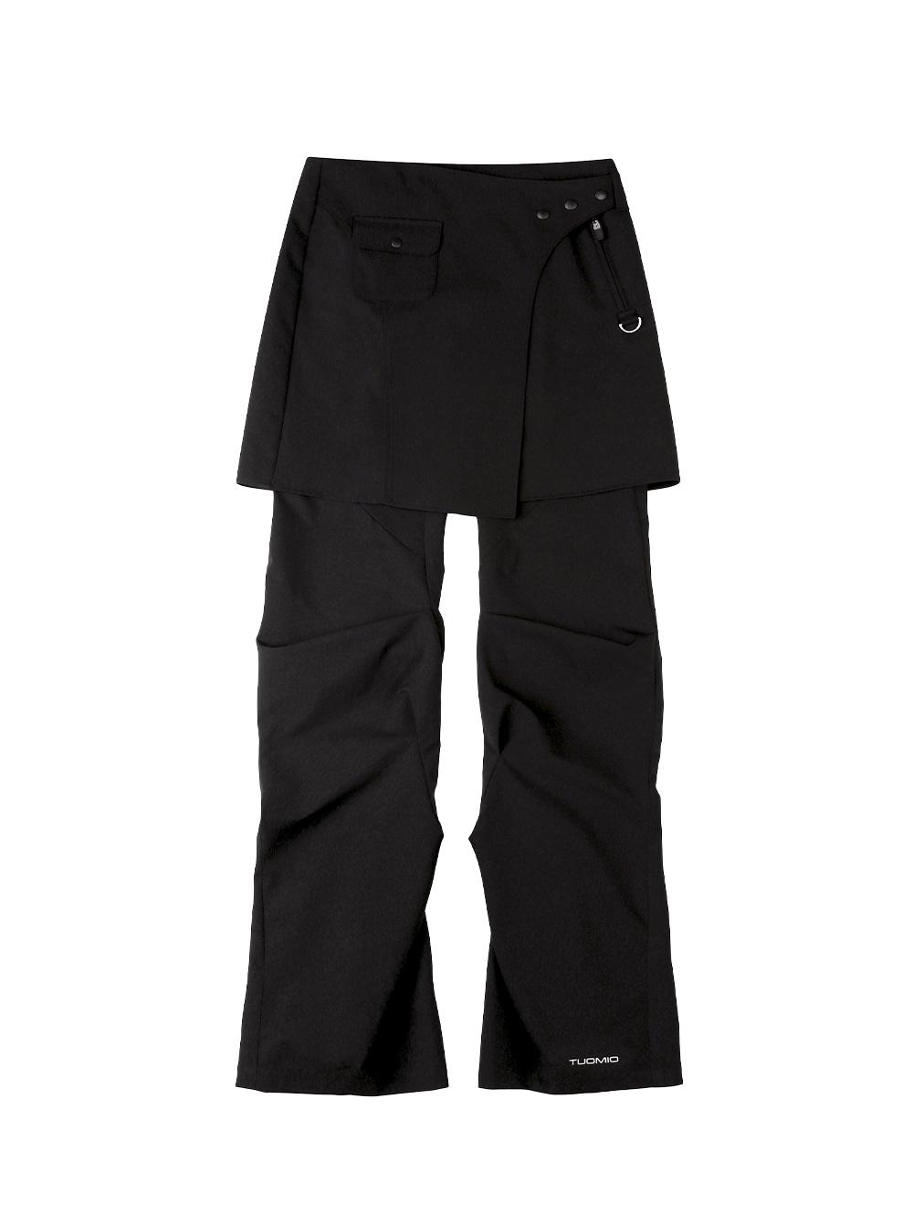 WRAP SKIRT TUCKED PANTS [BLACK]