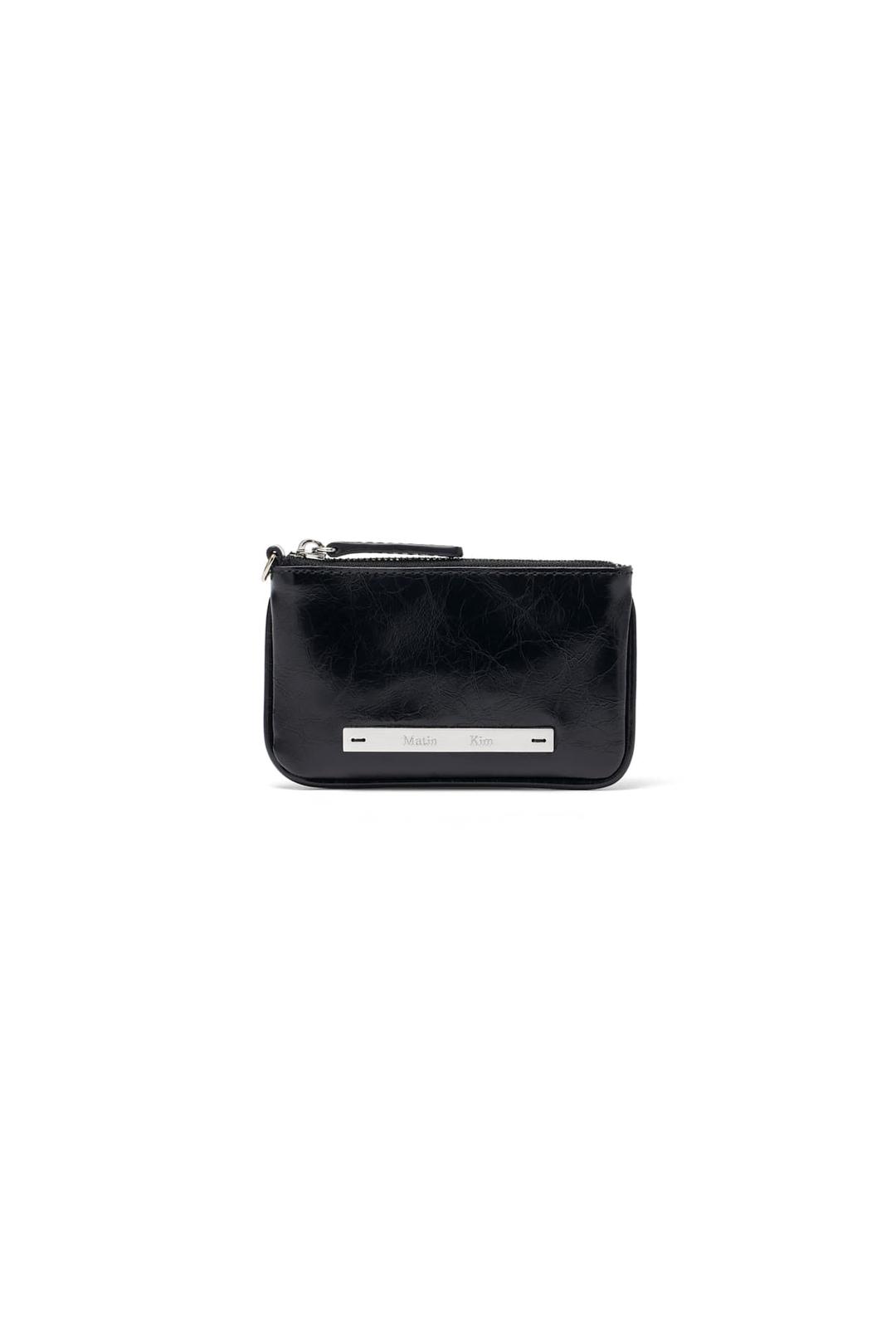 GLOSSY LEATHER COIN WALLET IN BLACK
