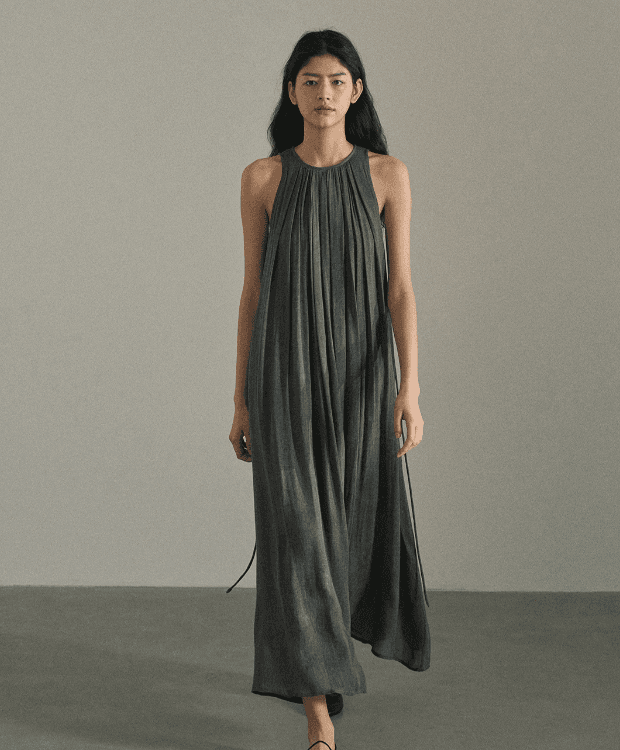 플리츠 홀터넥 원피스