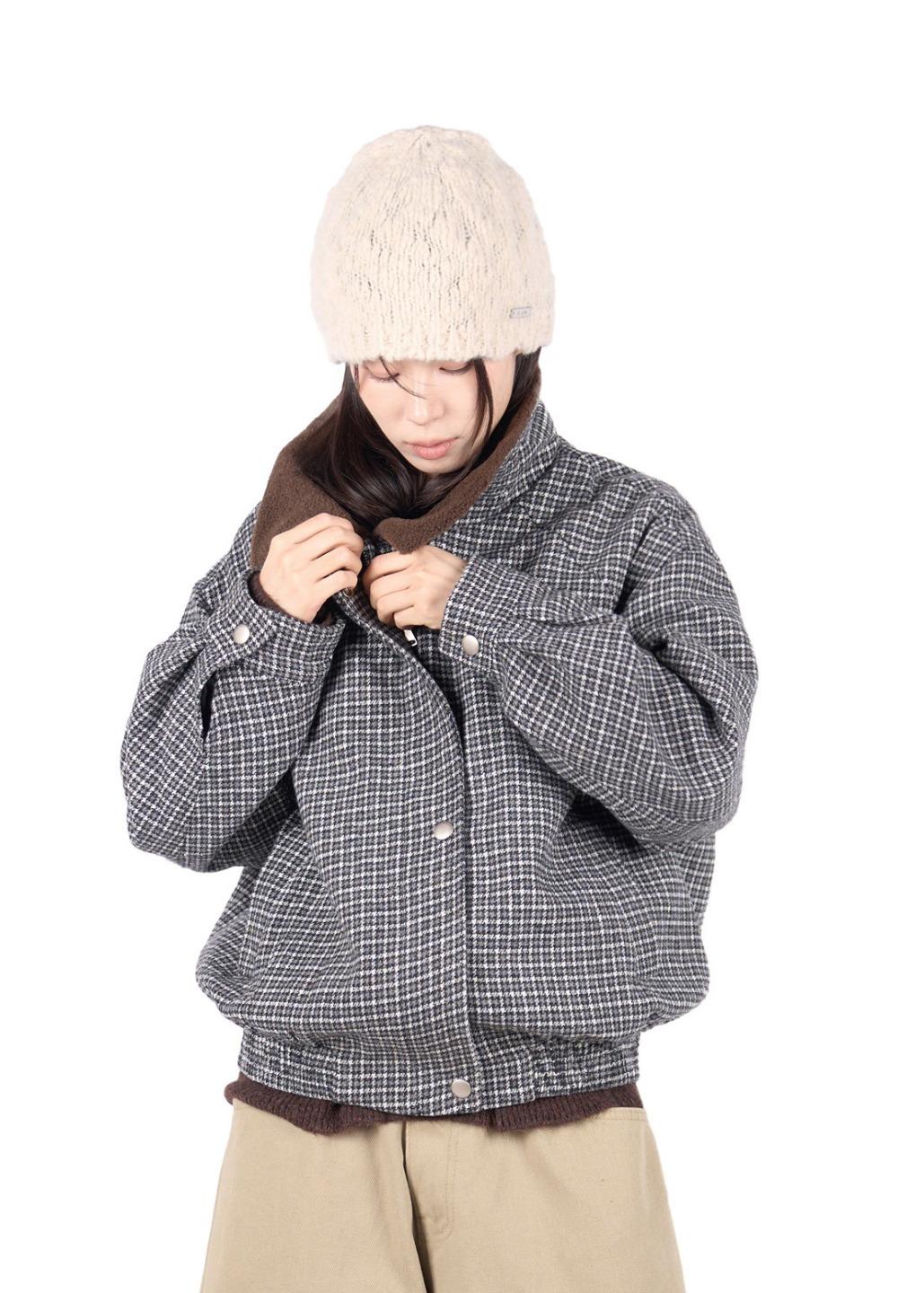 릿킴 CHECK SHEARING WOOL JACKET*BLACK / GREY 10일 소요*