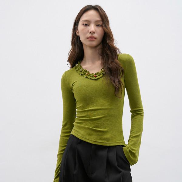 Beaded shirring Neck Top