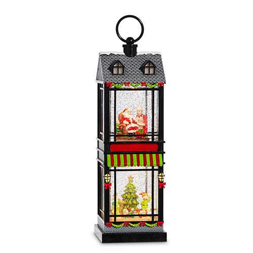 Raz Imports - Santa and Elves Lighted Water Two Story House