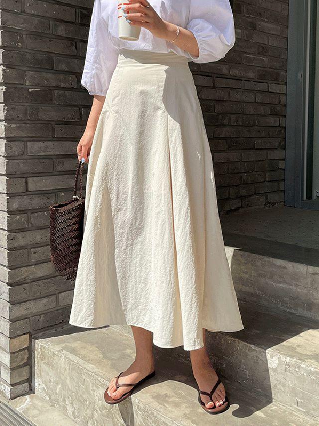 (당일발송) 마르땅 핀턱 플레어 롱 스커트 (3color)