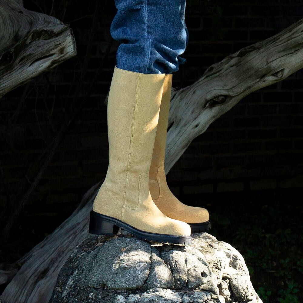 Split leather long boots_MU