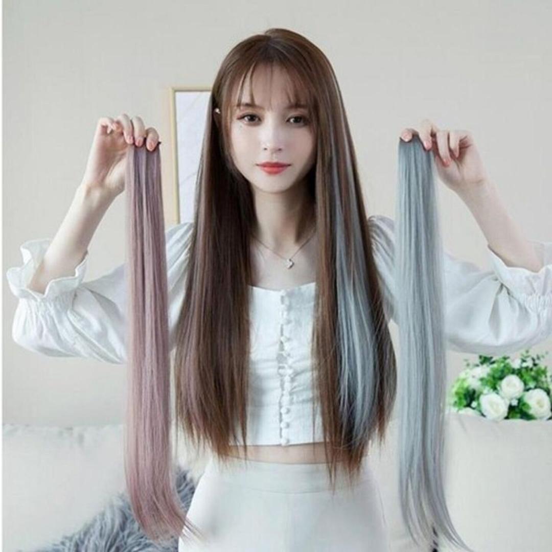 편안하슈 브릿지 부분가발 브릿지 파스텔 파스텔 옴브레 피스 헤어피스 생머리 포인트 똑딱이 애쉬 셀프