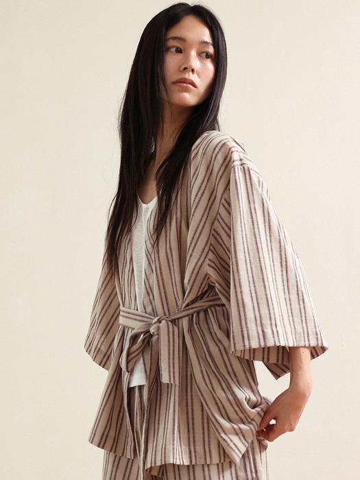Vera stripe robe - rose