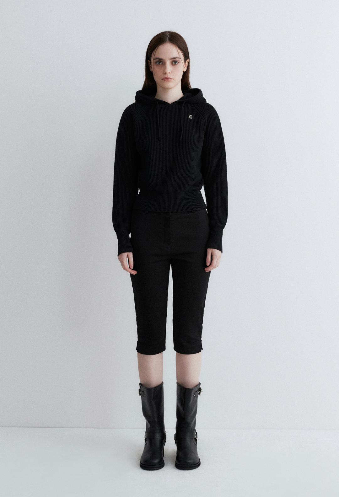 (우먼)코튼 100 크롭 니트 블랙