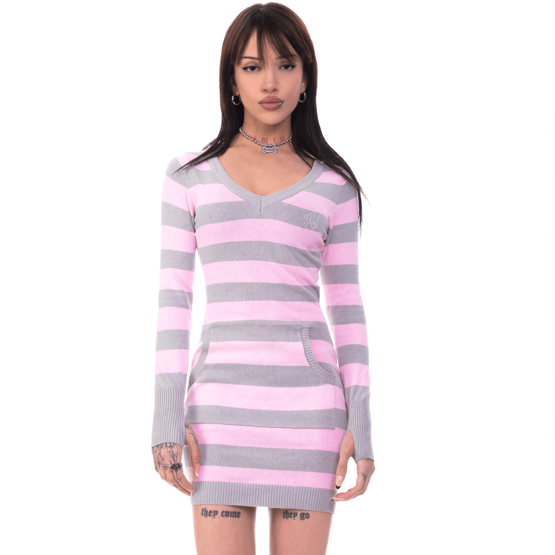 Sacred Longsleeve Knit Dress - Pink / L