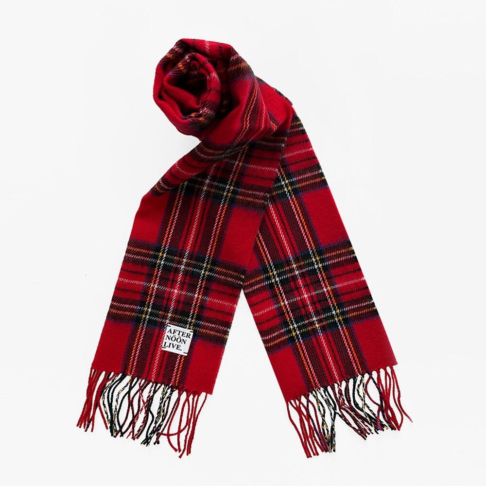 Afternoonlive Wool Muffler (90's Tartan Check Classic Red)