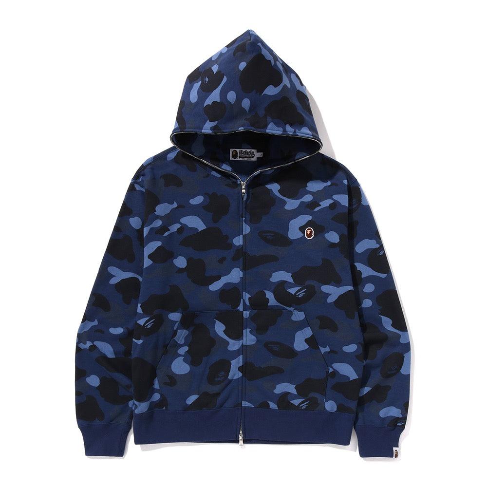 원 포인트 컬러 카모 크롭 풀 집 후드(M) NAVY