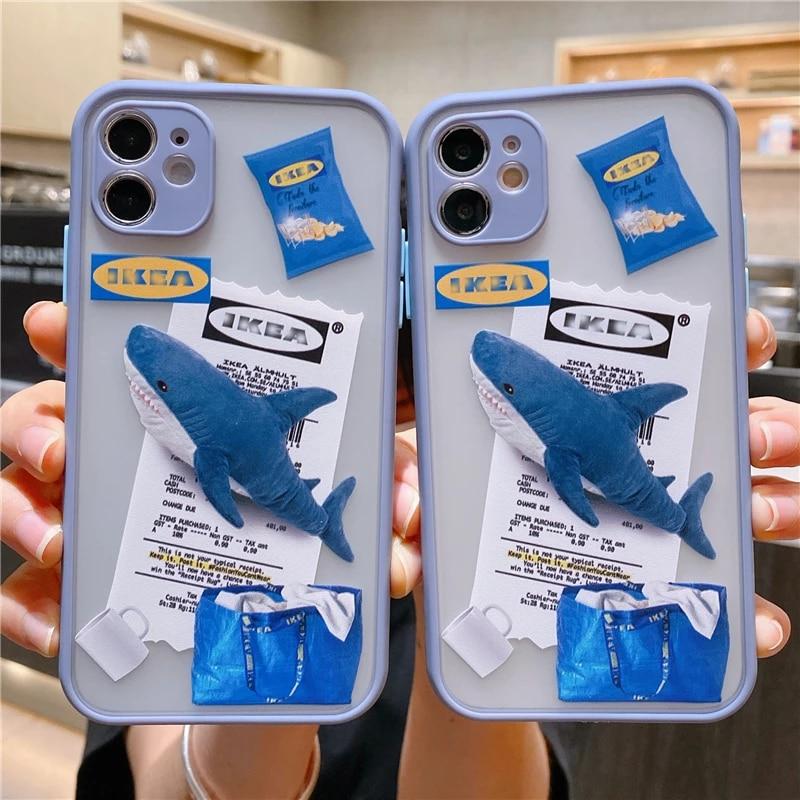 Killer Whale Phone Case for IPhone 11 12 13 Mini 14 Pro Max XS MAX 8 7 14Plus X SE XR Shockproof Design Blue Cartoon Shark Cover