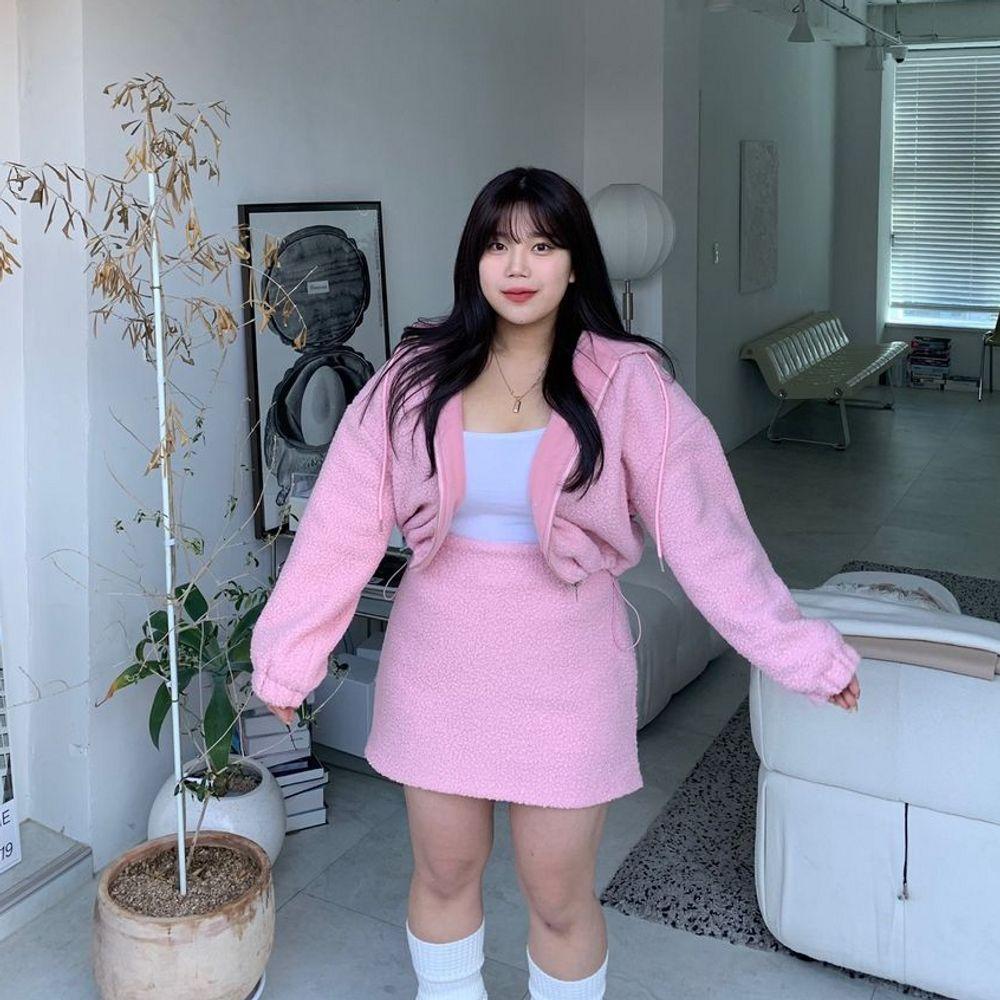 [MADE]뽀글 양털 후리스 스커트 세트