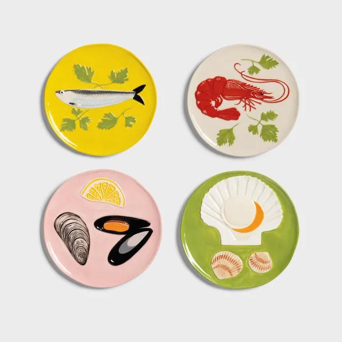 PC1366 PLATE DE LA MER - SET OF 4 플레이트 DE LA MER - 4개 세트