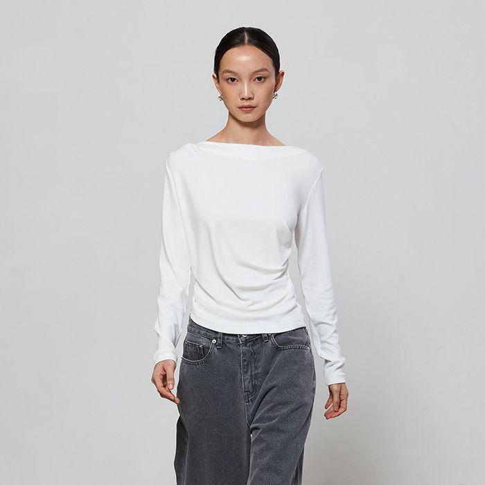 UNBALANCE DRAPE T-SHIRT - IVORY