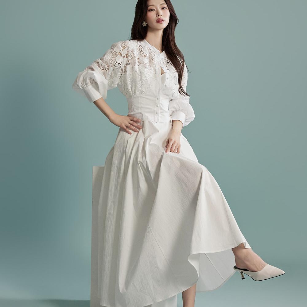 B2950 플라워 블라우스*WHITE L사이즈 제작*