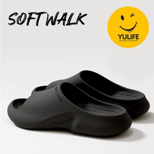 YULIFE 아치쿠션 발편한 슬리퍼 4CM, 블랙 245-250