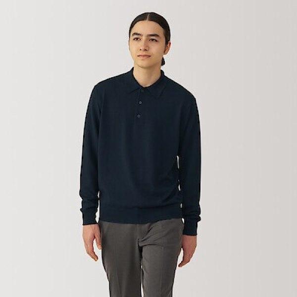 남성 워셔블 울 하이 게이지 폴로 스웨터