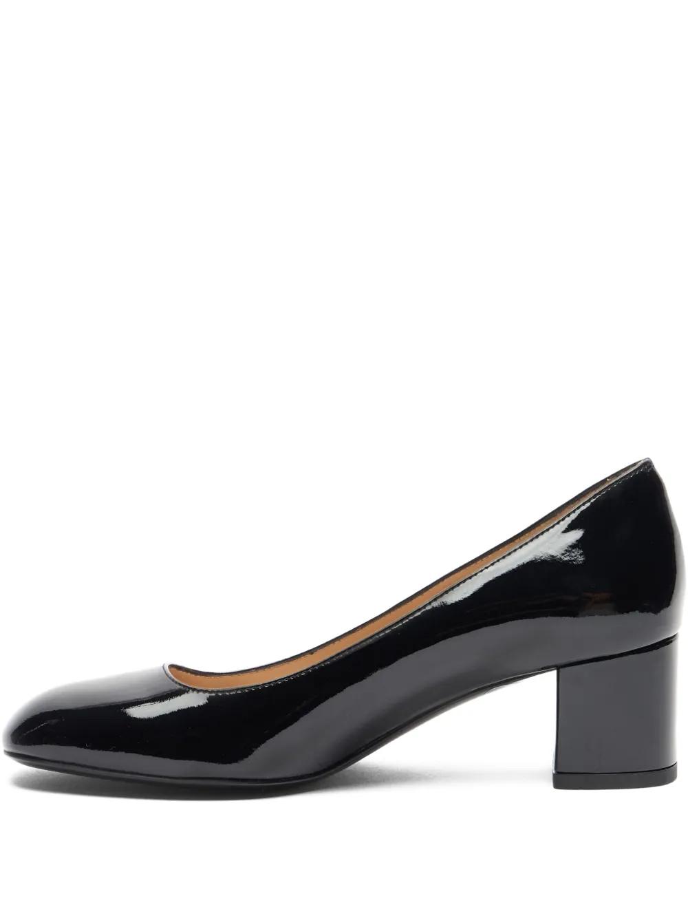 Stuart Weitzman 매브 50 페이턴트 레더 블록 힐 펌프스 50mm | 블랙 | FARFETCH KR