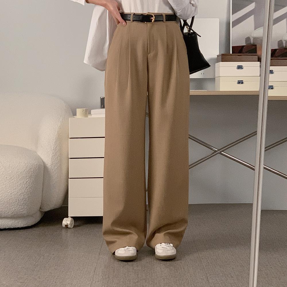 (자체제작) 볼로냐 릴렉스드-와이드 트라우저 (베이지)